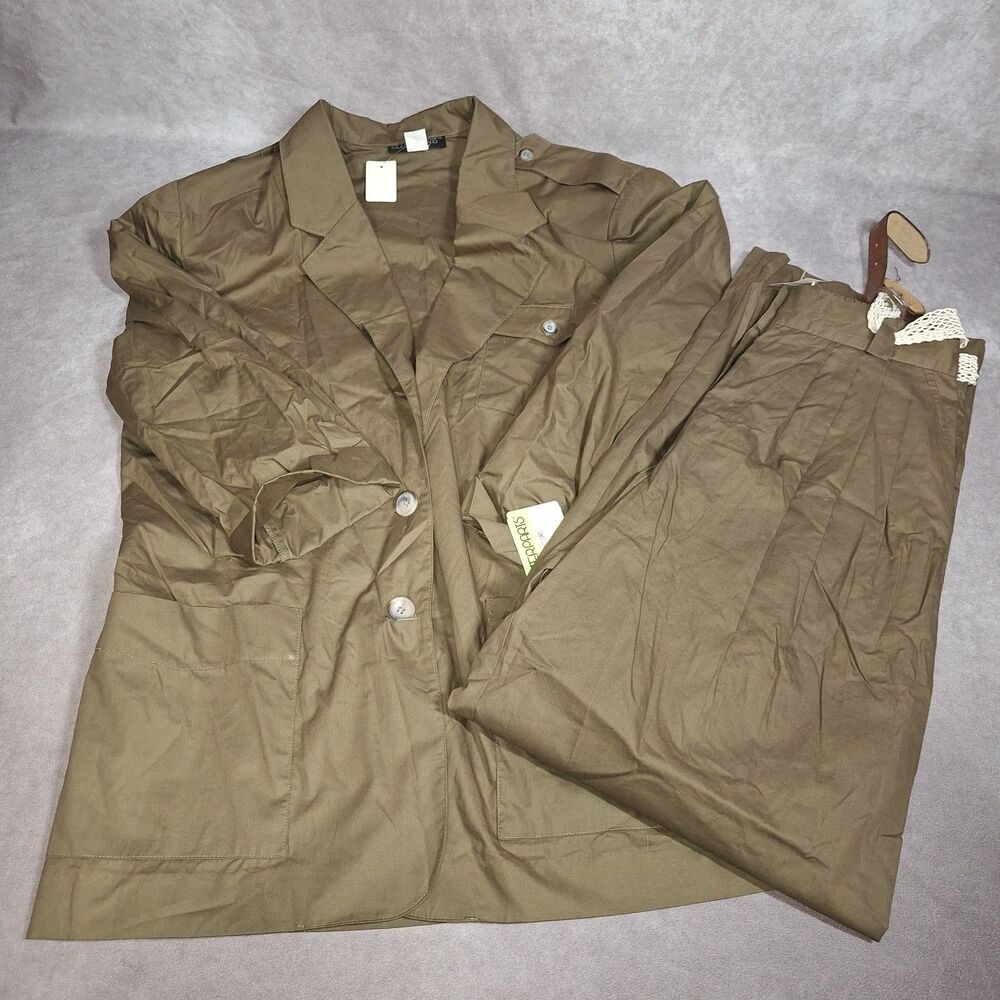 Counterparts 2PC Pants Size 12 & Button Up Jacket Shirt Size 14 Shoulder Pads